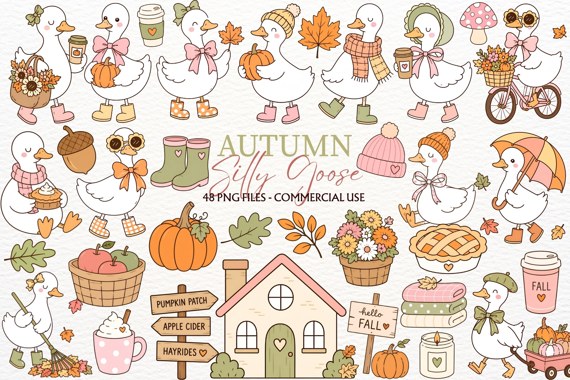 Silly Goose Clipart PNG Fall Harvest