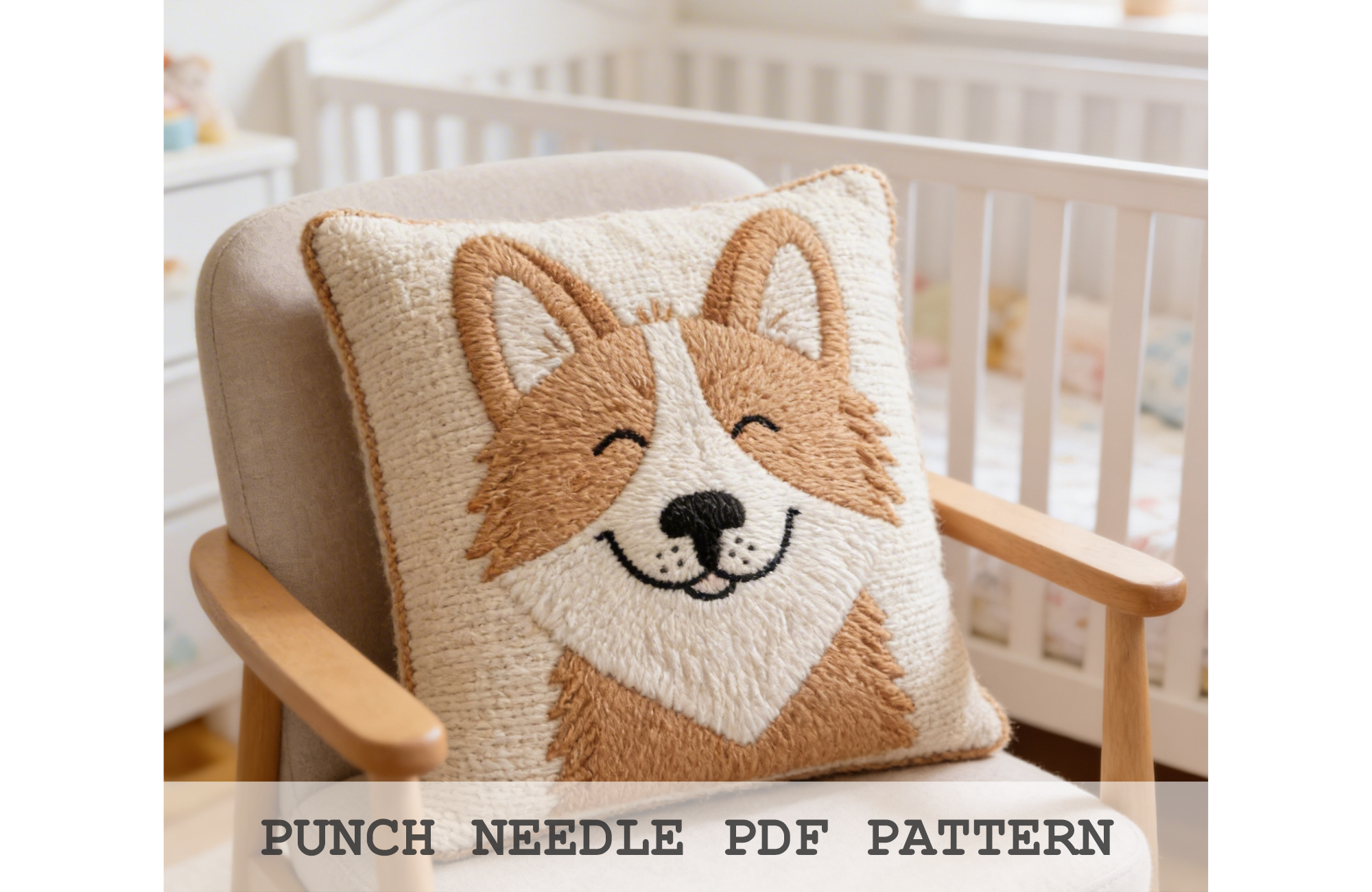 Sleepy Puppy Face Punch Needle Pattern