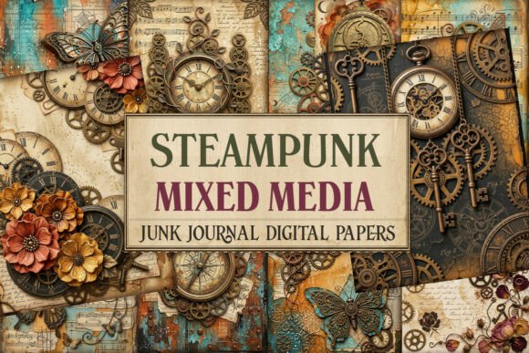 Steampunk Mixed Media Junk Journal Paper
