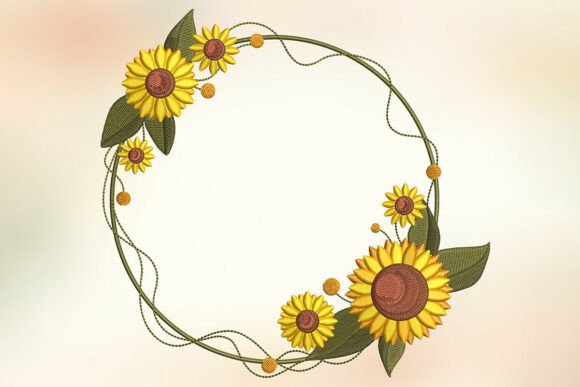 Sunflower Wreath Embroidery Design File