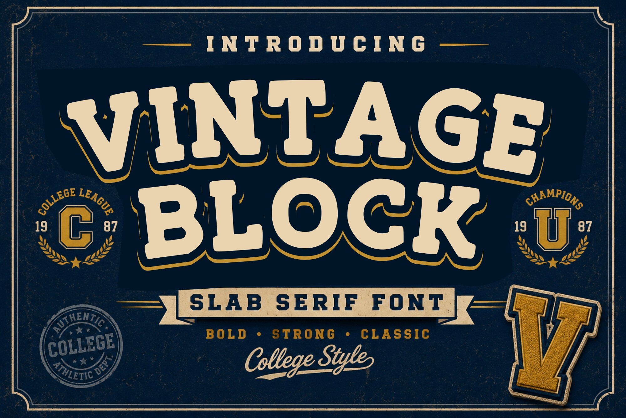 Vintage Block preview: chunky retro block letters