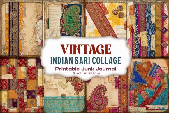 Vintage Indian Sari Collage Junk Journal