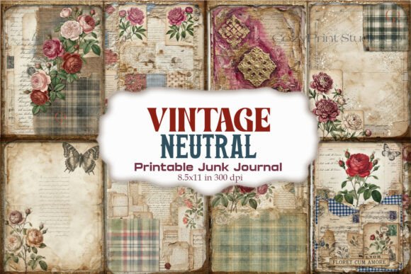 Vintage Neutral Junk Journal Pages