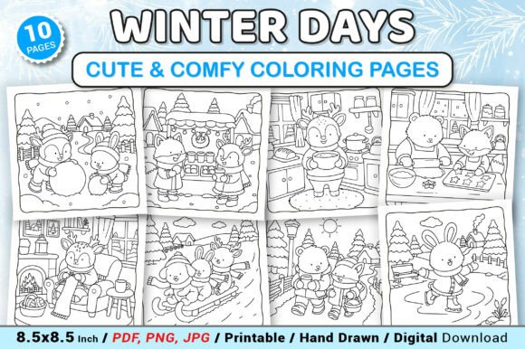 Winter Days Cute & Comfy Coloring Pages
