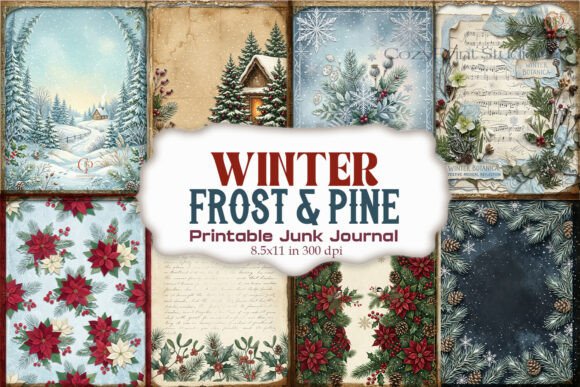Winter Frost & Pine Junk Journal Pages