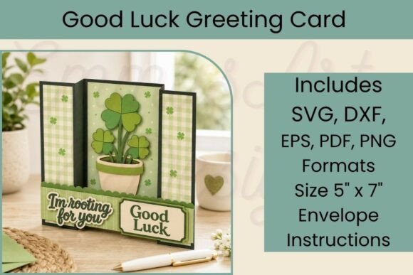 3D Centre Box Good Luck Card SVG