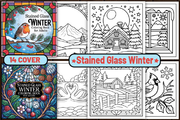 62 Stained Glass Winter Coloring Pages