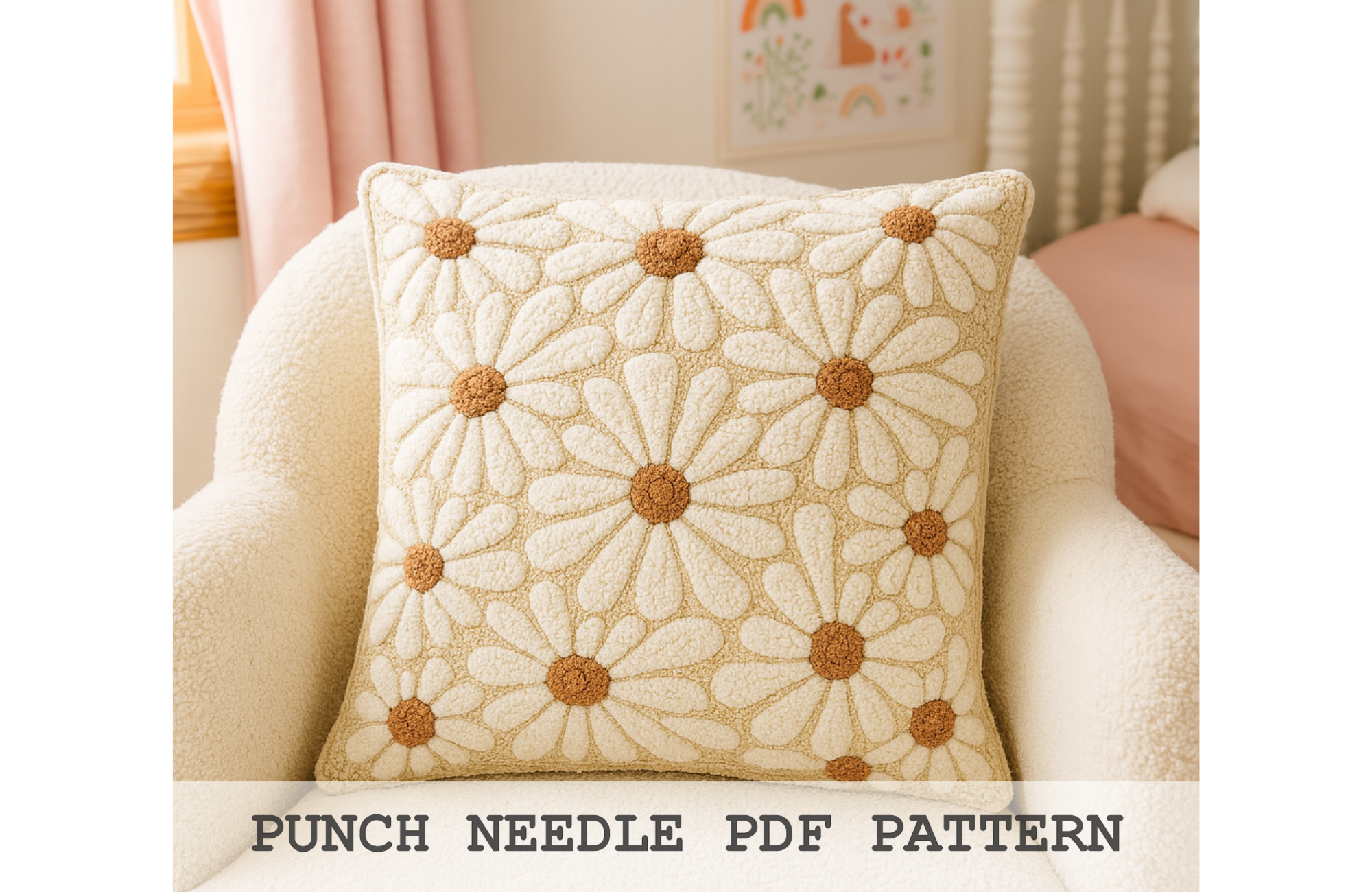 All-over Daisy Punch Needle Pattern