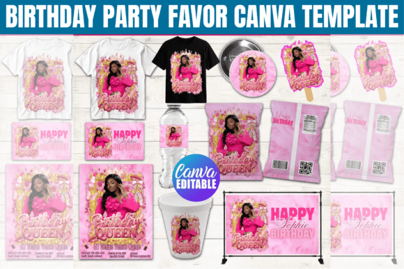 Birthday Party Favor Canva Template
