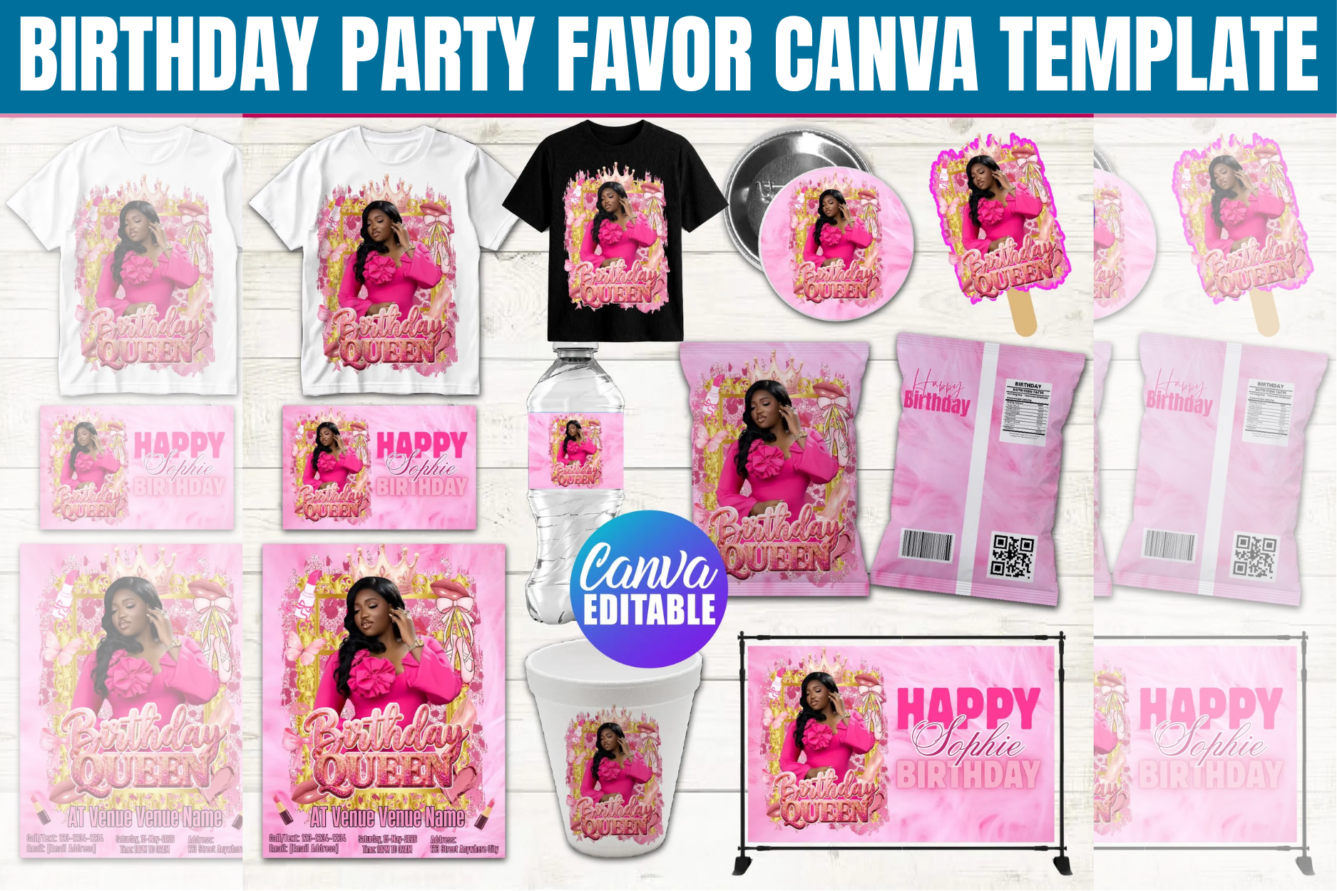Birthday Party Favor Canva Template