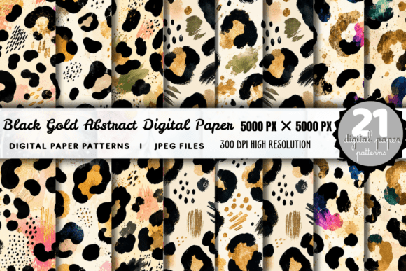 Black Gold Abstract Digital Paper