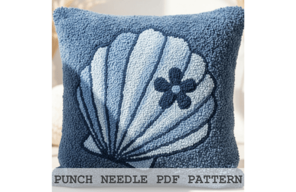 Blue Scallop Shell Punch Needle Pattern