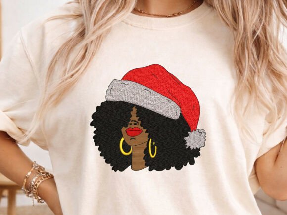 Christmas Afro Woman Embroidery Design