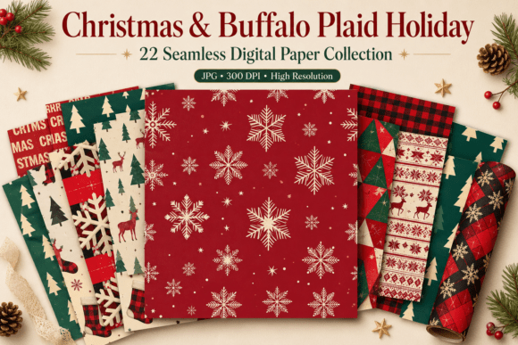 Christmas Buffalo Plaid Digital Paper