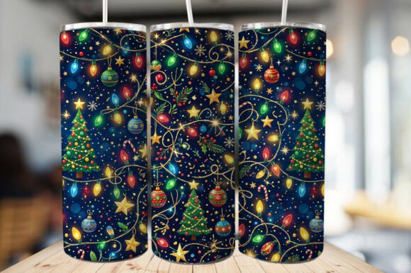Christmas Lights Tumbler Wrap PNG