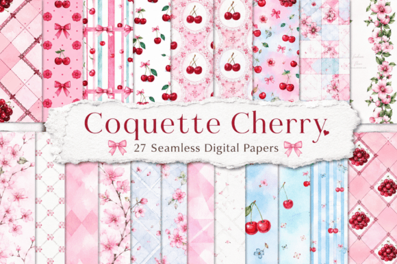 Coquette Cherry Digital Paper