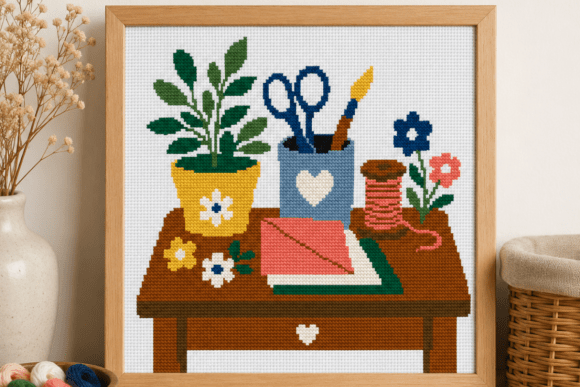 Cozy Craft Table Cross Stitch Pattern