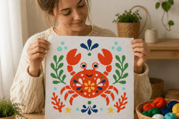 Crab Sea Life Cross Stitch Pattern