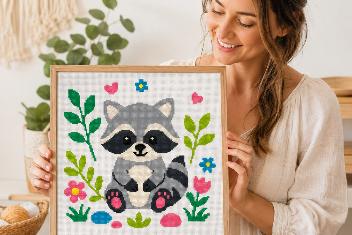 Cute Raccoon Cross Stitch Pattern