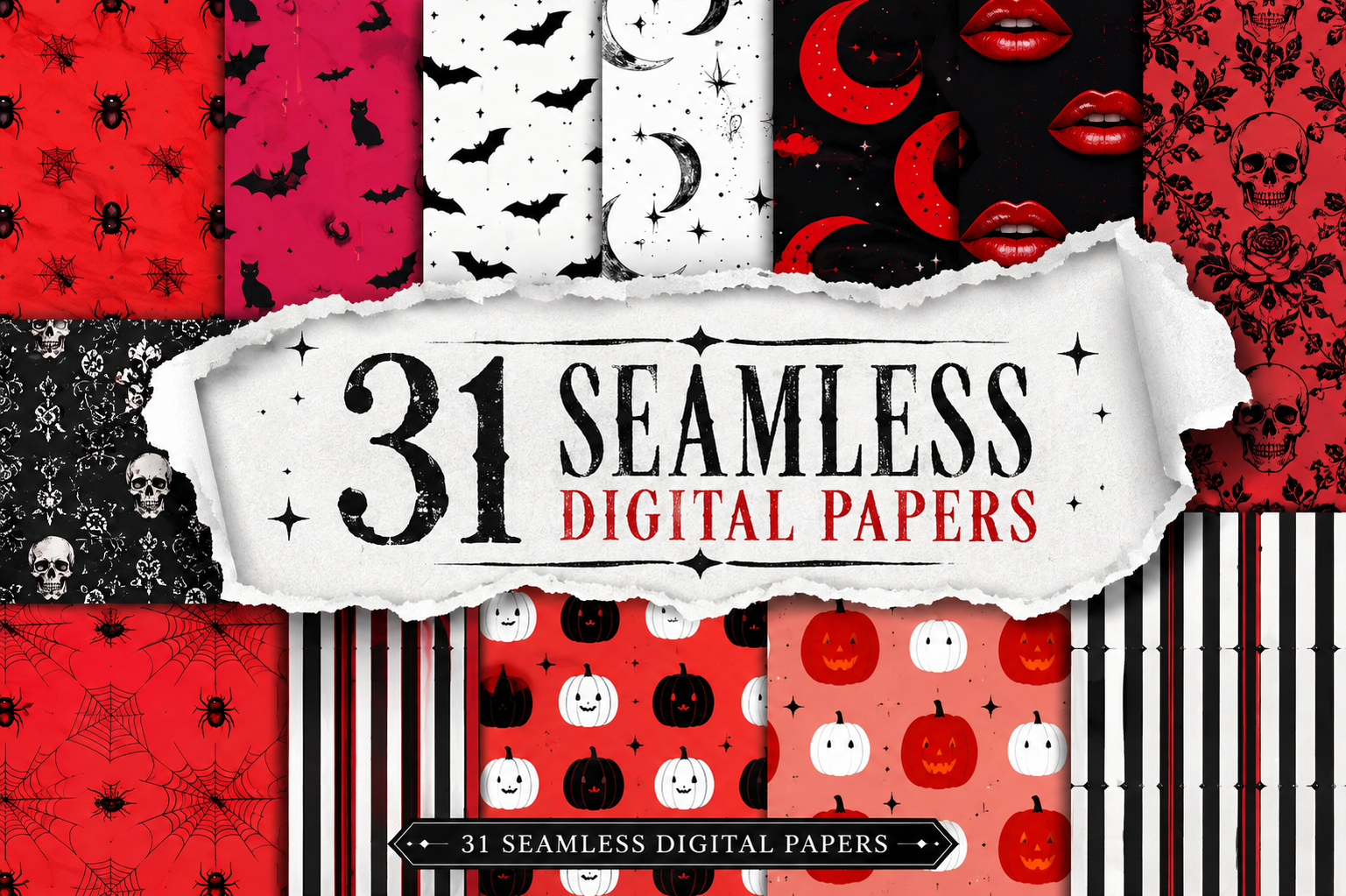 Dark Halloween Luxury Seamless Pattern