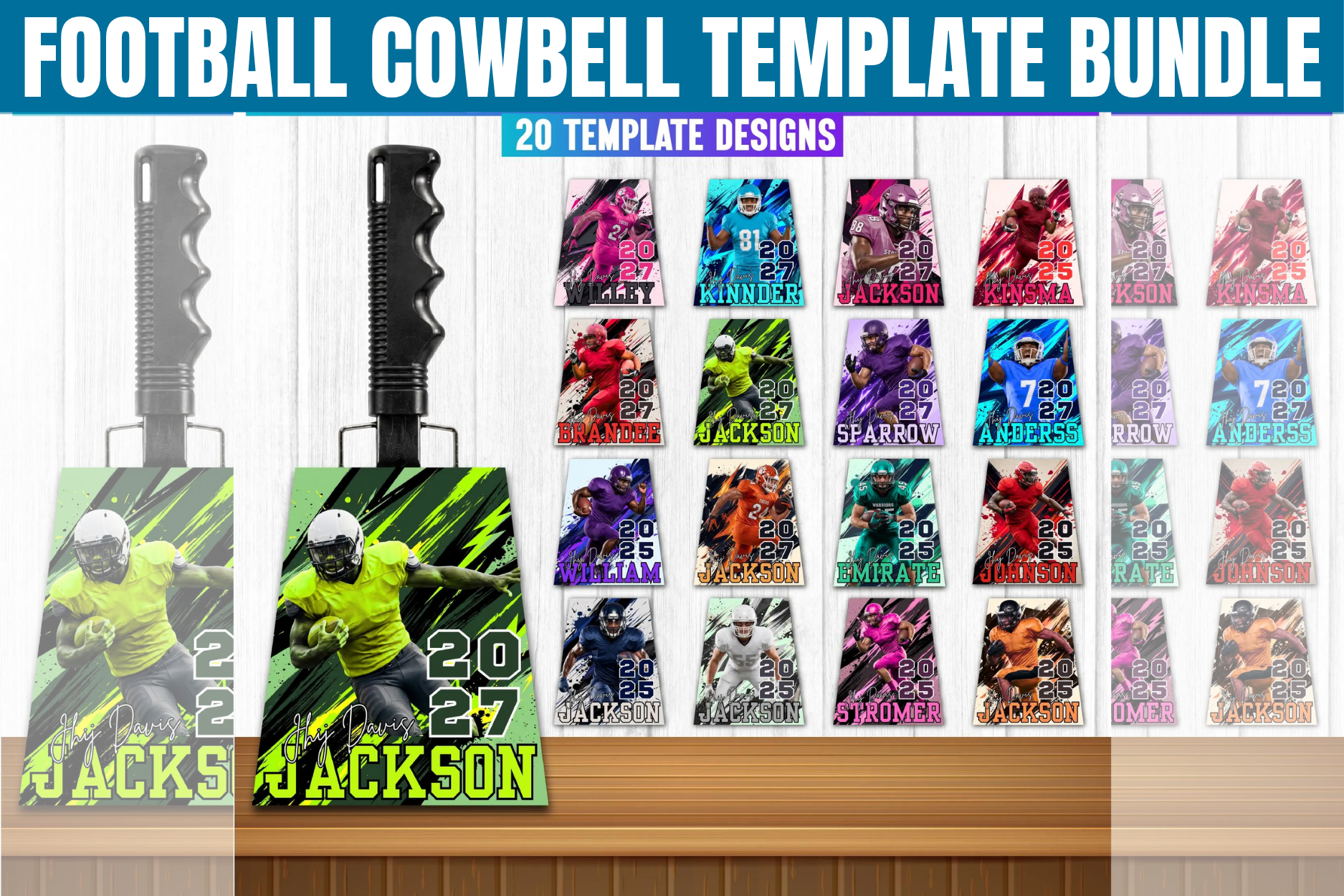 Football Cowbell Template Bundle