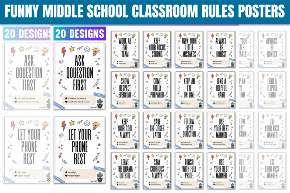 Funny Middle School Classroom Rules - Printable