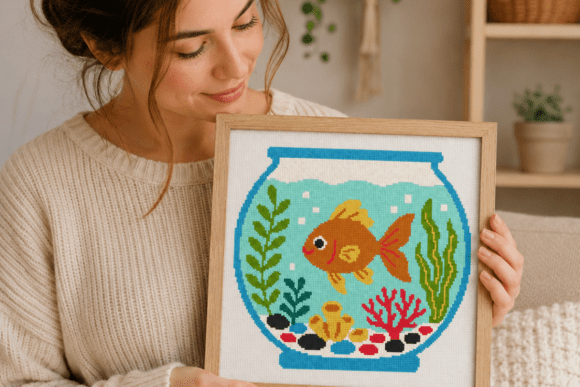 Goldfish Bowl Cross Stitch Pattern