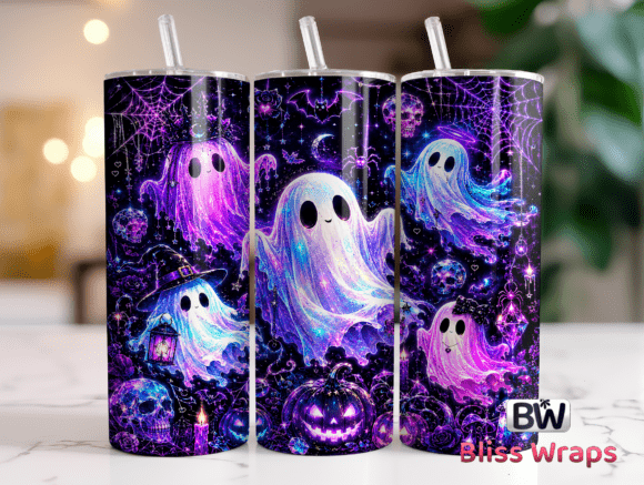 Gothic Ghost Halloween Tumbler Wrap