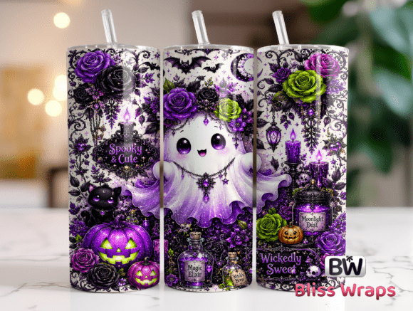 Gothic Ghost Halloween Tumbler Wrap