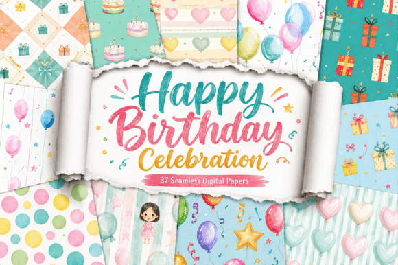 Happy Birthday Celebration Digital Paper