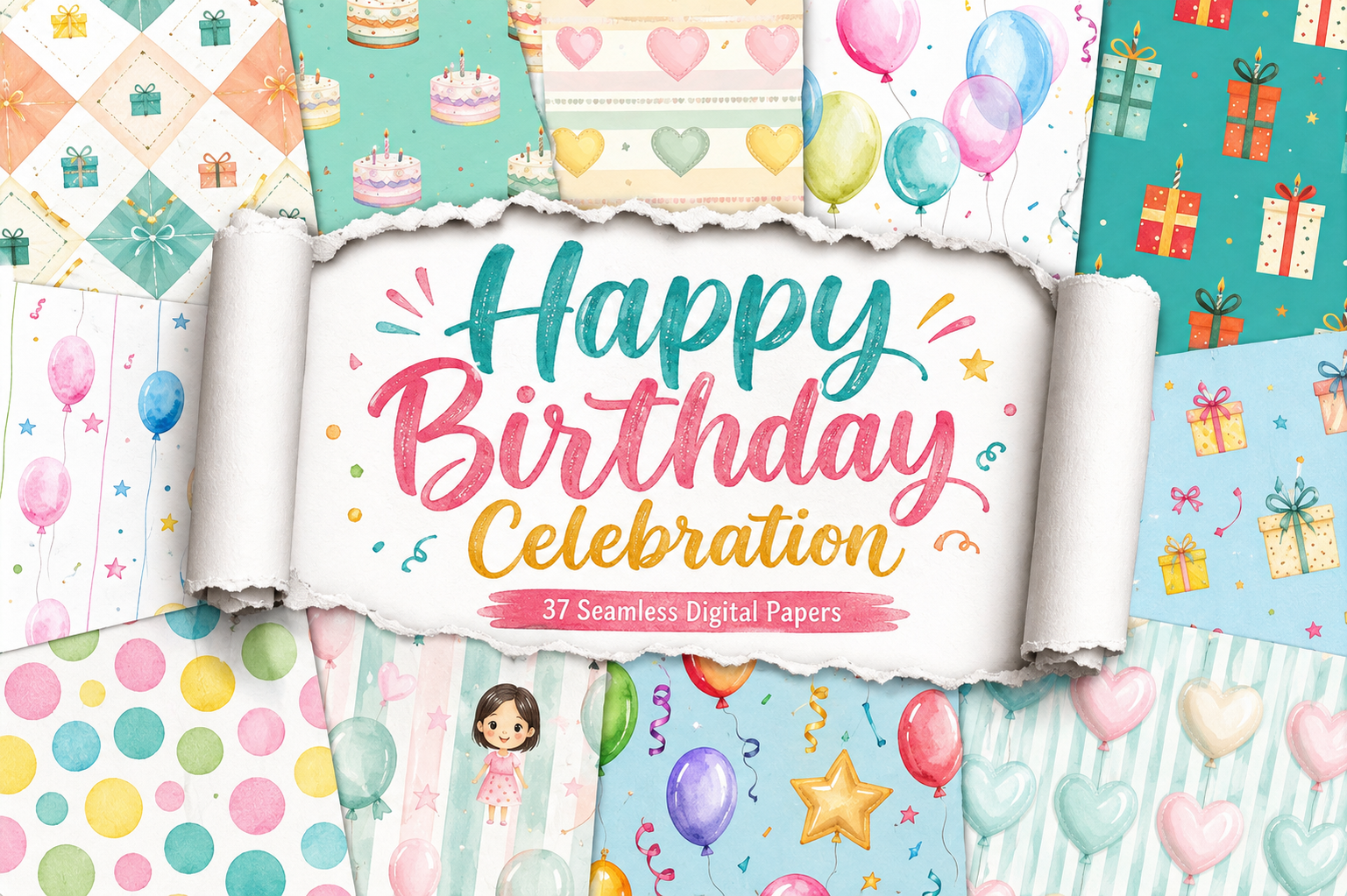 Happy Birthday Celebration Digital Paper