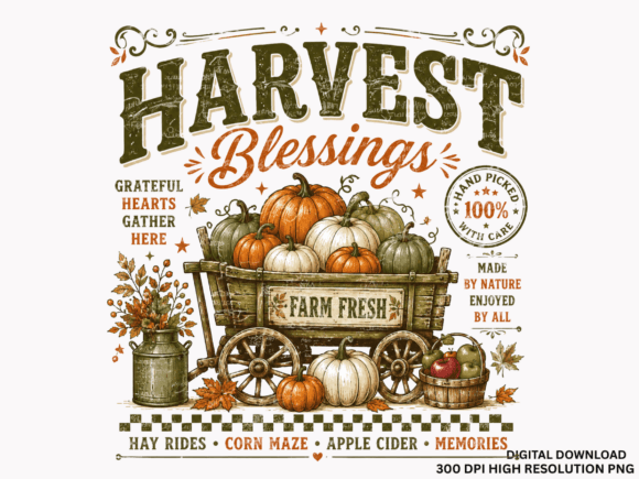 Harvest Blessings Fall Pumpkin PNG