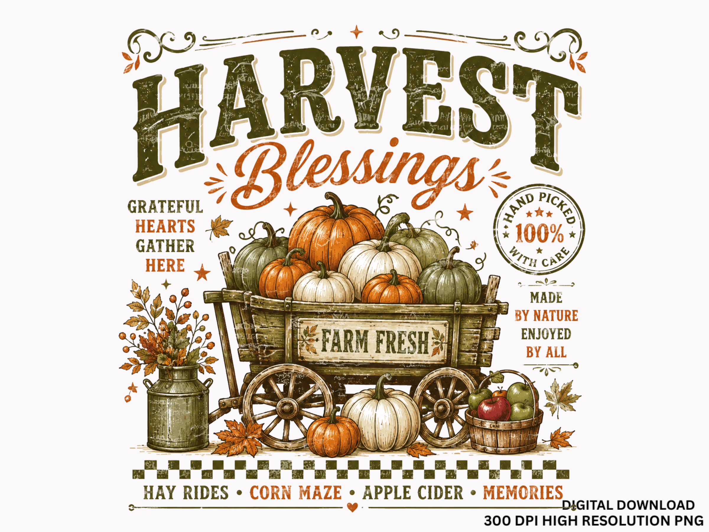 Harvest Blessings Fall Pumpkin PNG