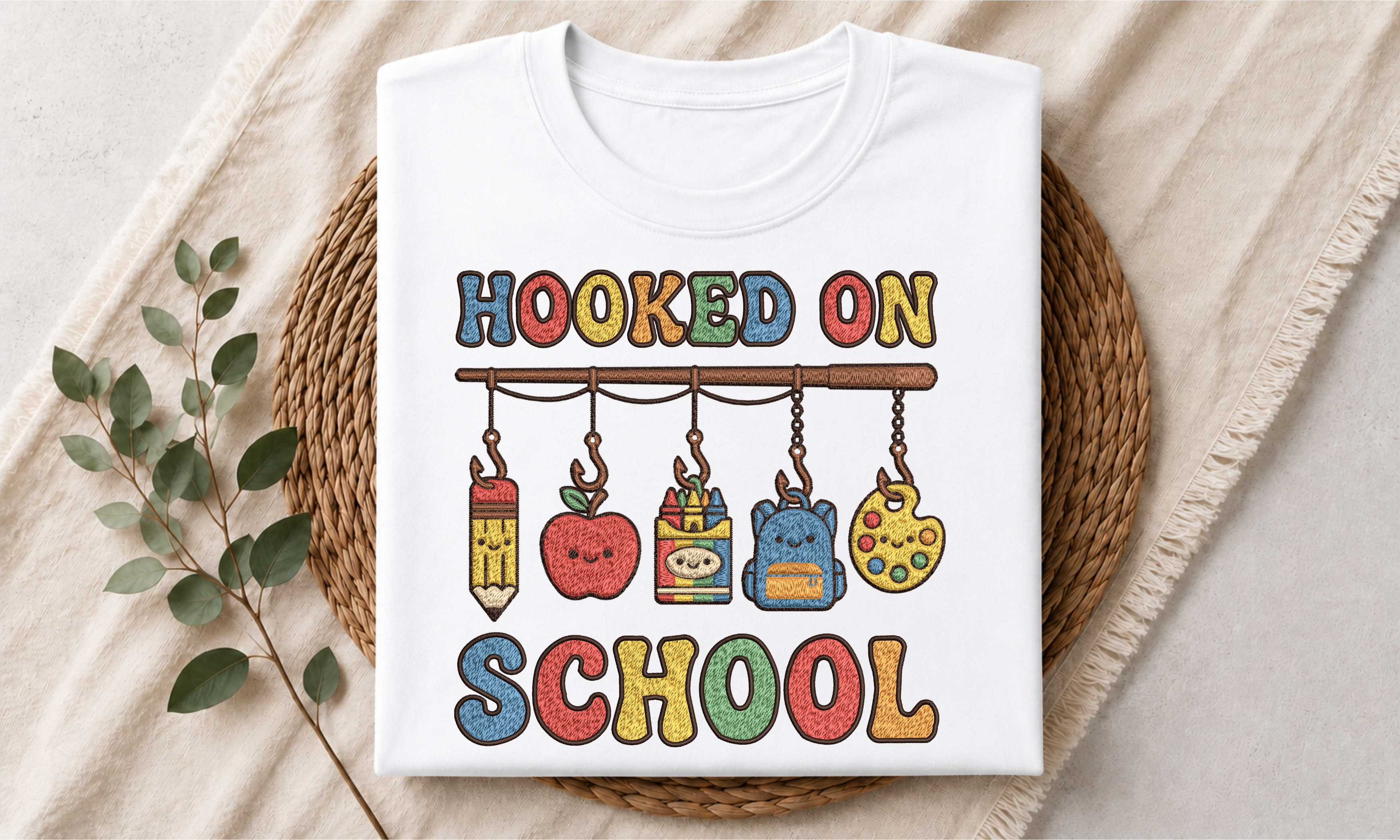 Hooked on School Supplies Embroidery DST