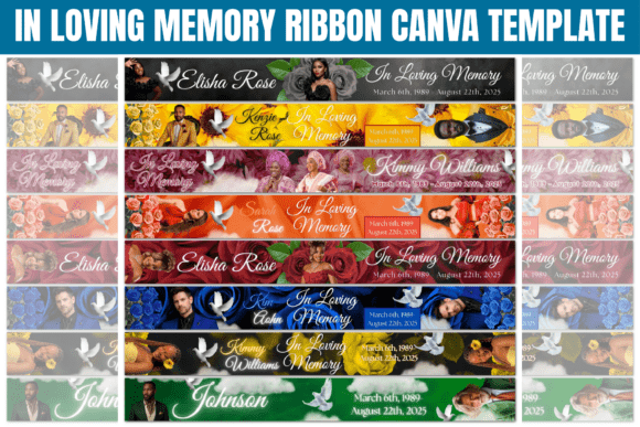 In Loving Memory Ribbon Canva Template