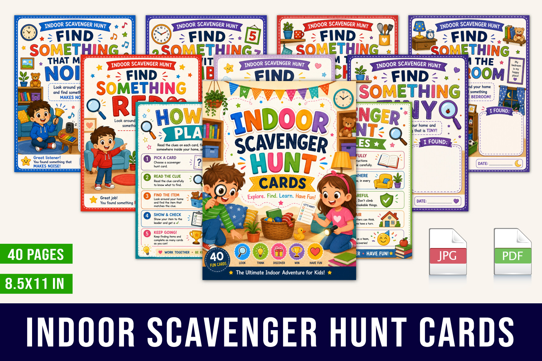 Indoor Scavenger Hunt Cards – Kids Activ