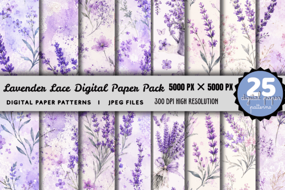 Lavender Lace Floral Digital Paper