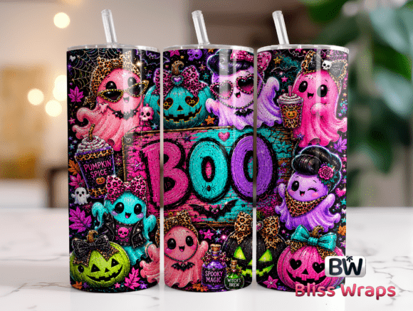 Leopard Print Ghost Halloween Tumbler