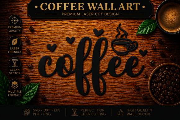 Luxury Coffee Wall Art Svg Laser Cutting