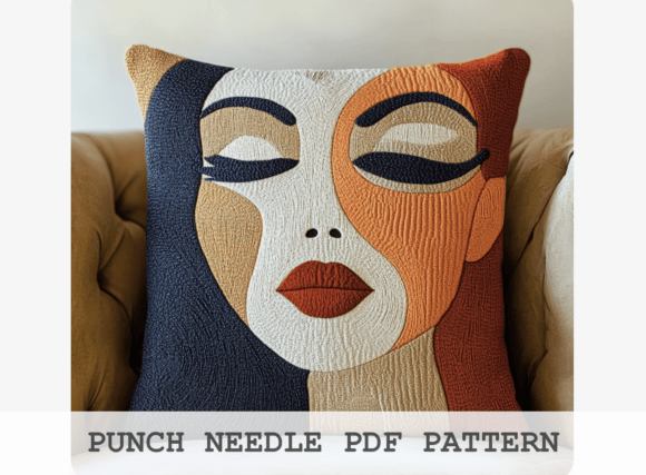 Mid-Century Face Punch Needle Pattern