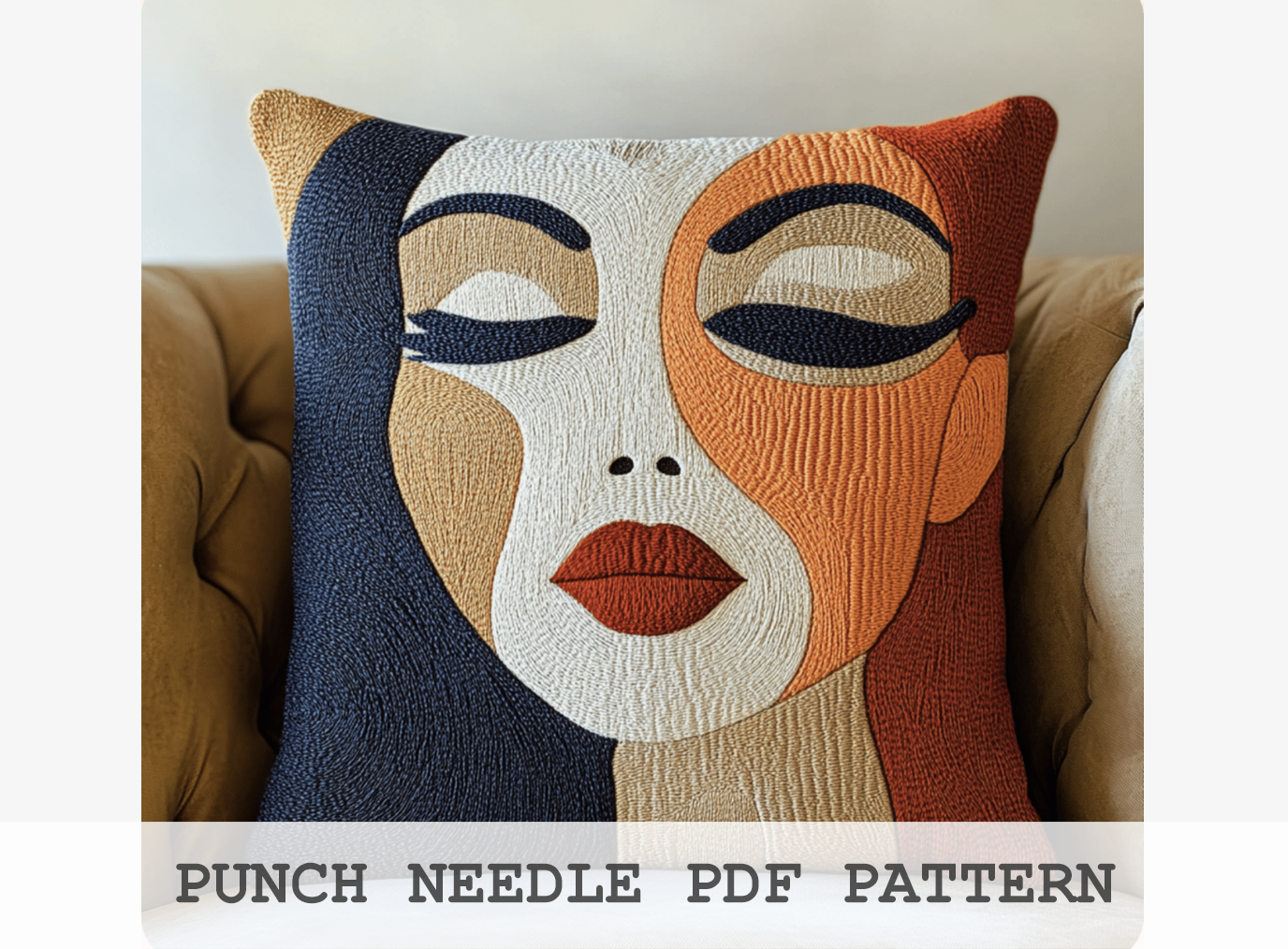 Mid-Century Face Punch Needle Pattern