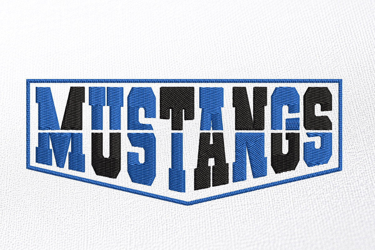 Mustangs Mascot Embroidery Design