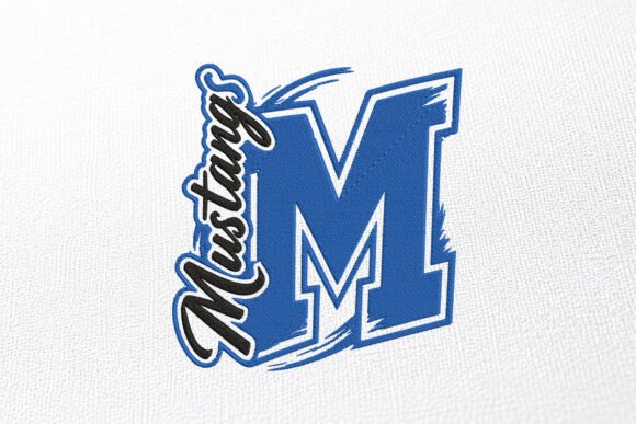 Mustangs Mascot Embroidery Design