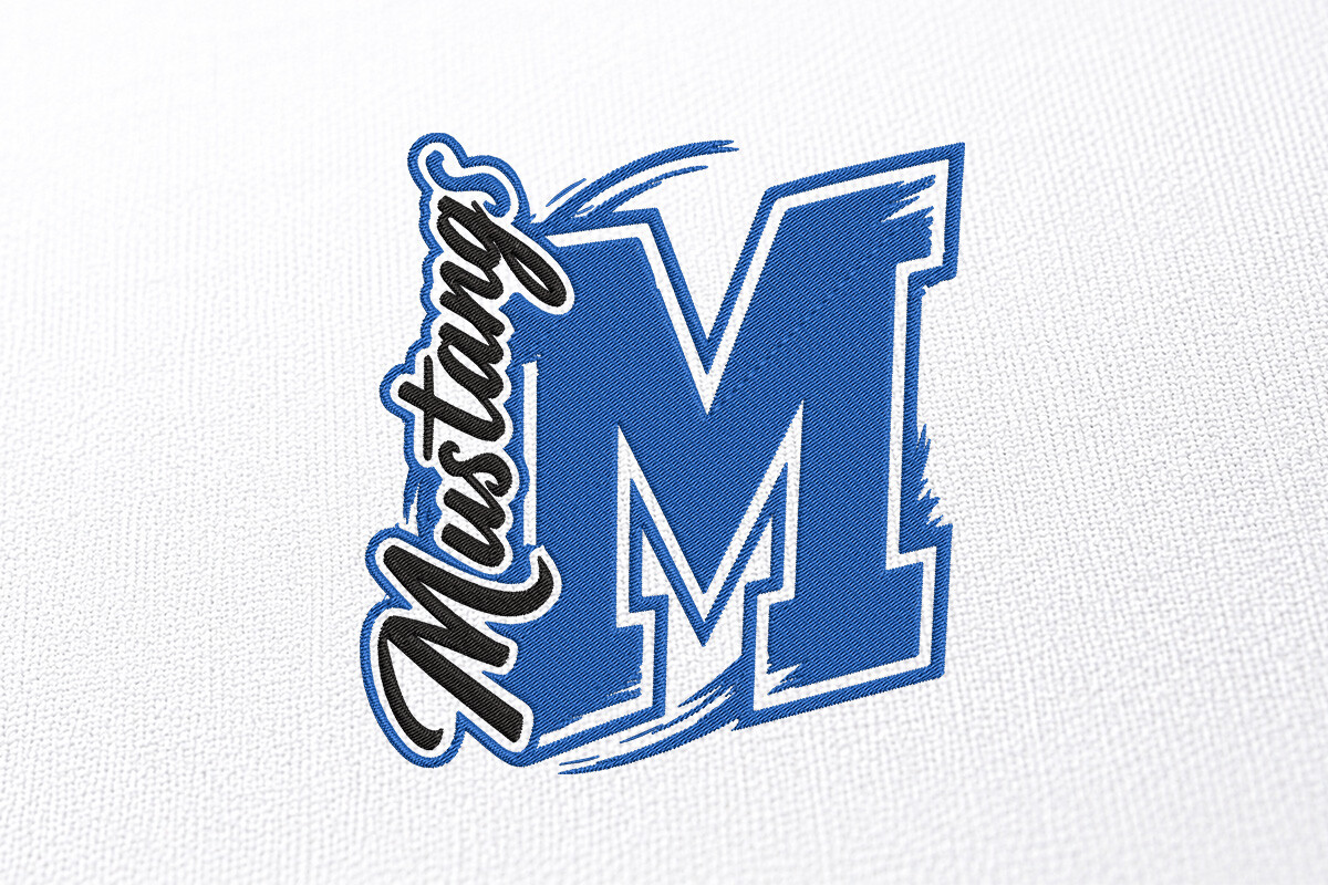 Mustangs Mascot Embroidery Design