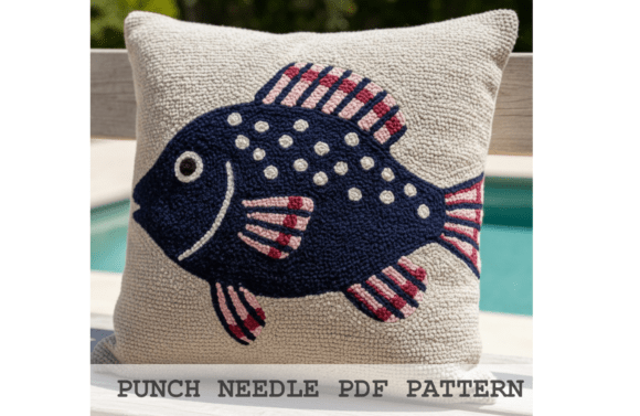 Navy Fish Punch Needle Pattern