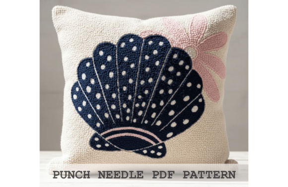 Navy Scallop Shell Punch Needle Pattern