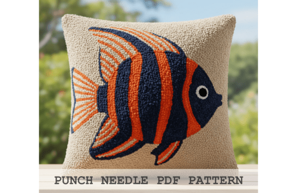 Orange Angelfish Punch Needle Pattern