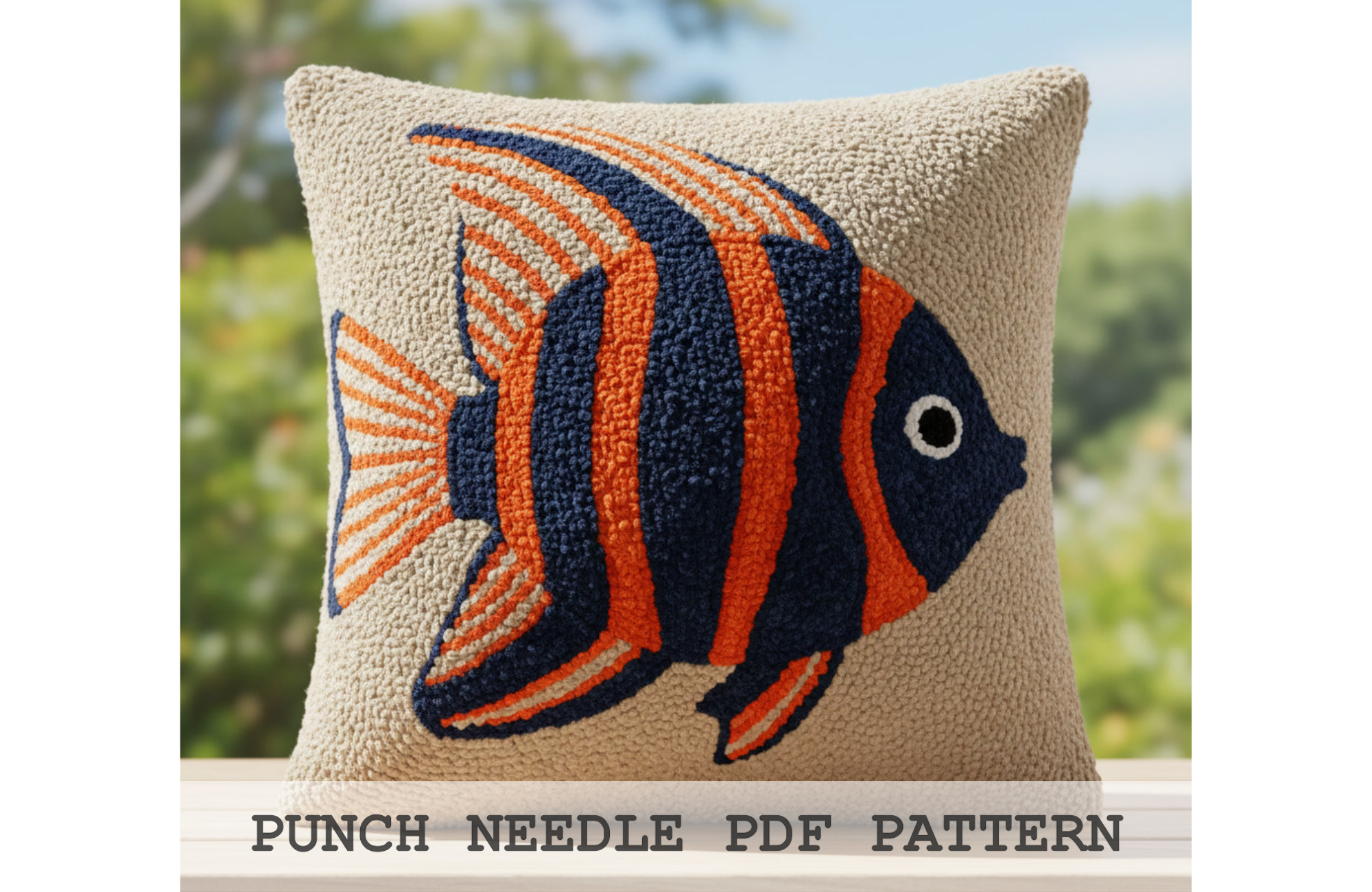 Orange Angelfish Punch Needle Pattern