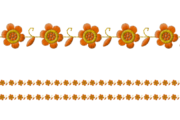 Orange Floral Border Embroidery Design