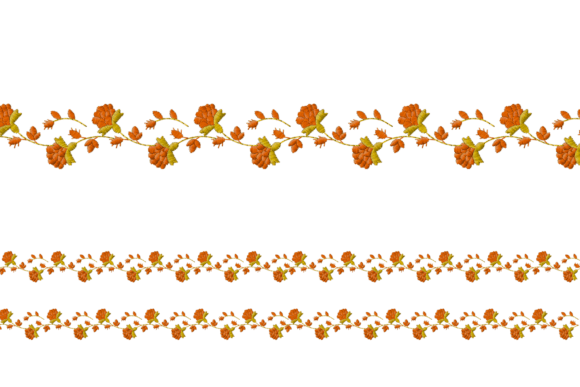 Orange Floral Vine Border Embroidery